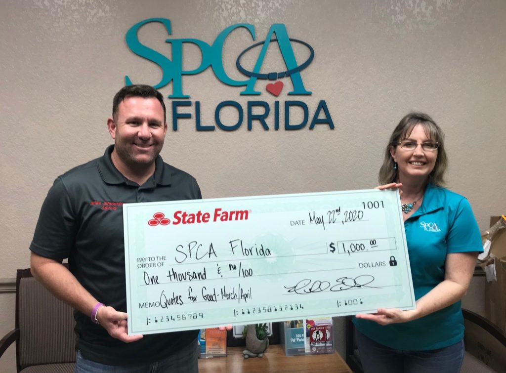 State Farm Donates $1,000 to SPCA Florida